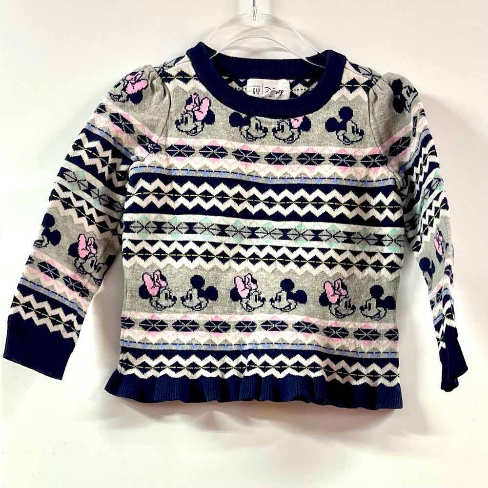 Baby Gap Disney Toddler Girl Mickey Minnie Mouse Pullover Sweater Size 4